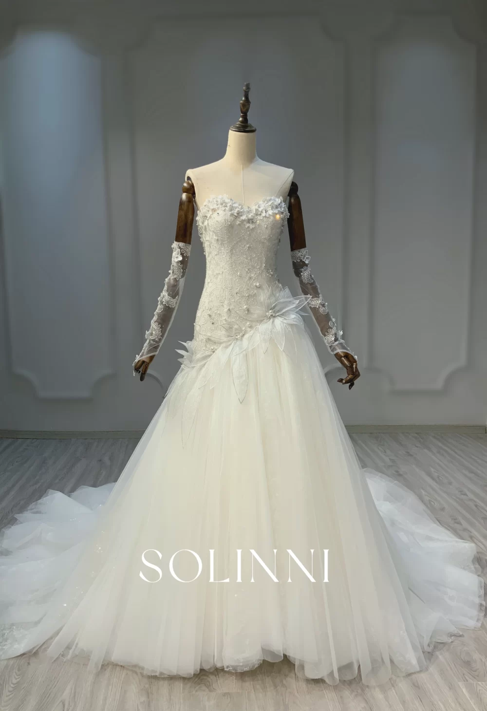 Luxurious Bead Bridal Gown with Unique Embellishments