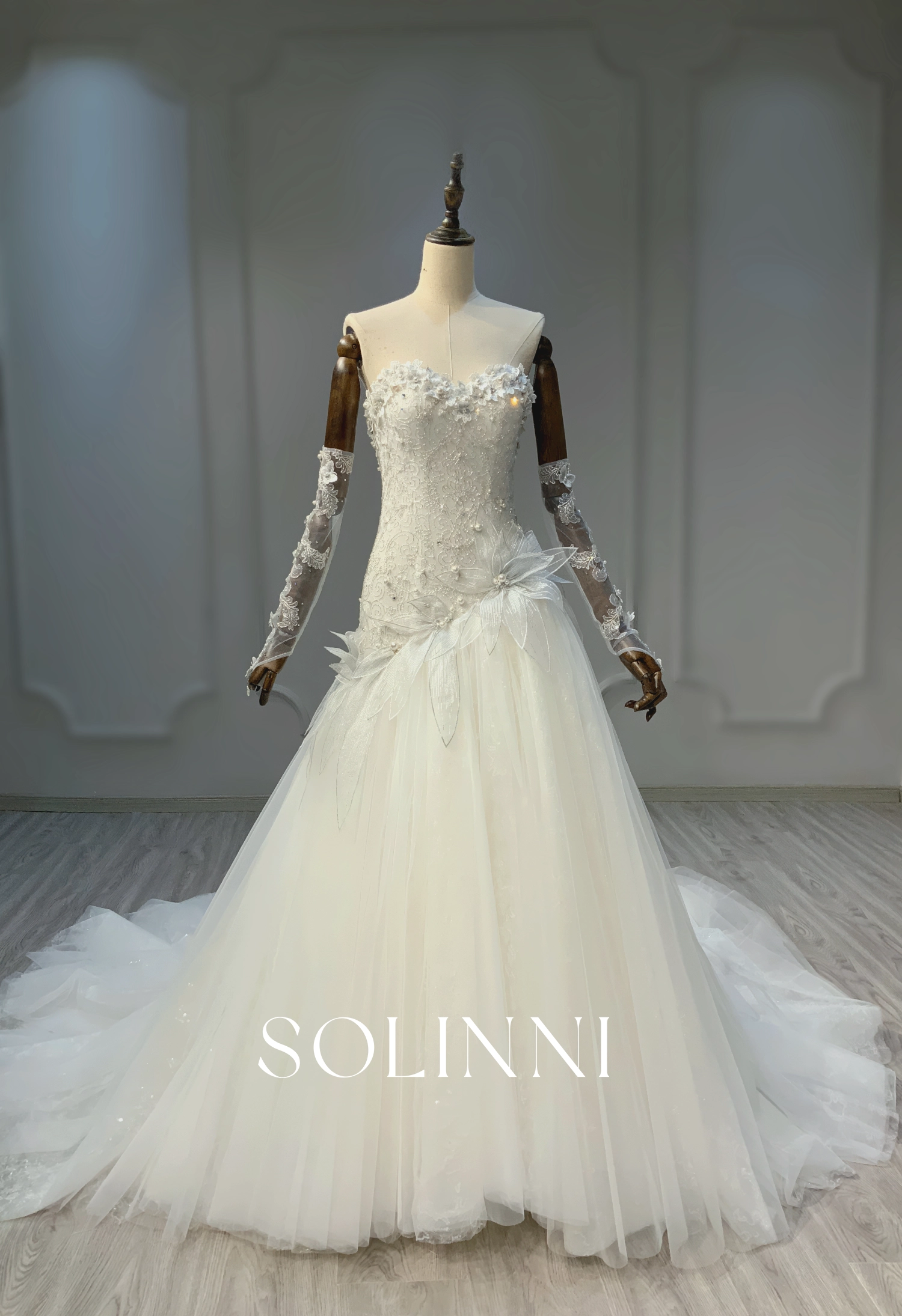 Luxurious Bead Bridal Gown with Unique Embellishments