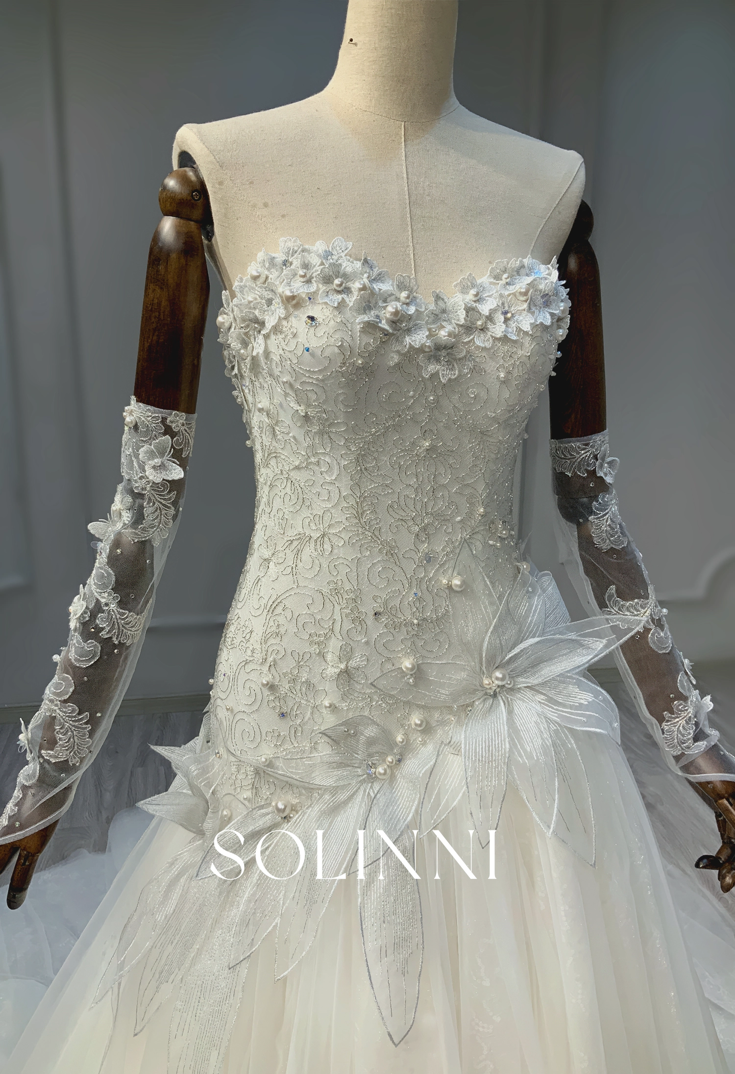 Luxurious Bead Bridal Gown with Unique Embellishments