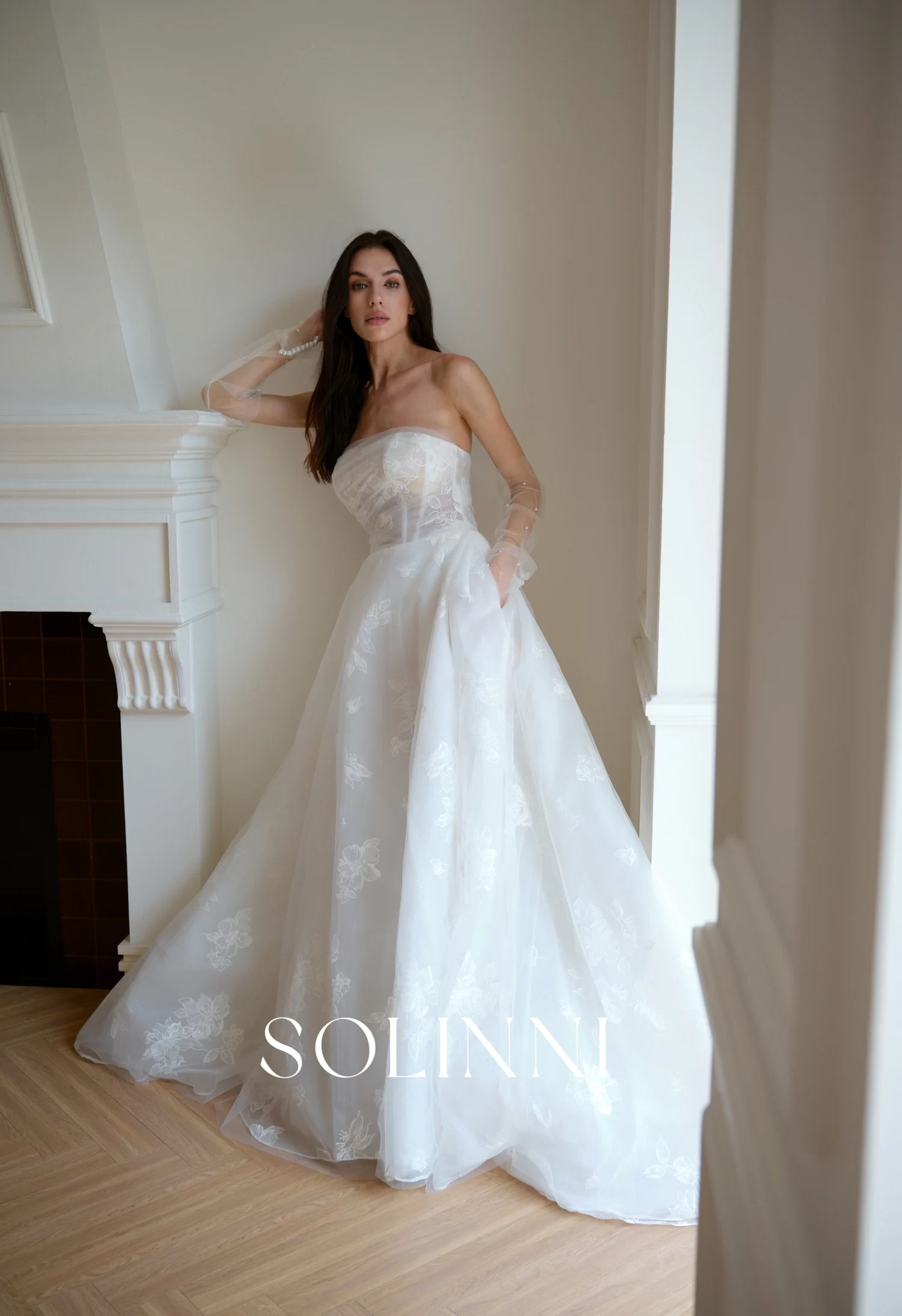 Ophelia – Ball Gown Wedding Dress with Pearl Gloves