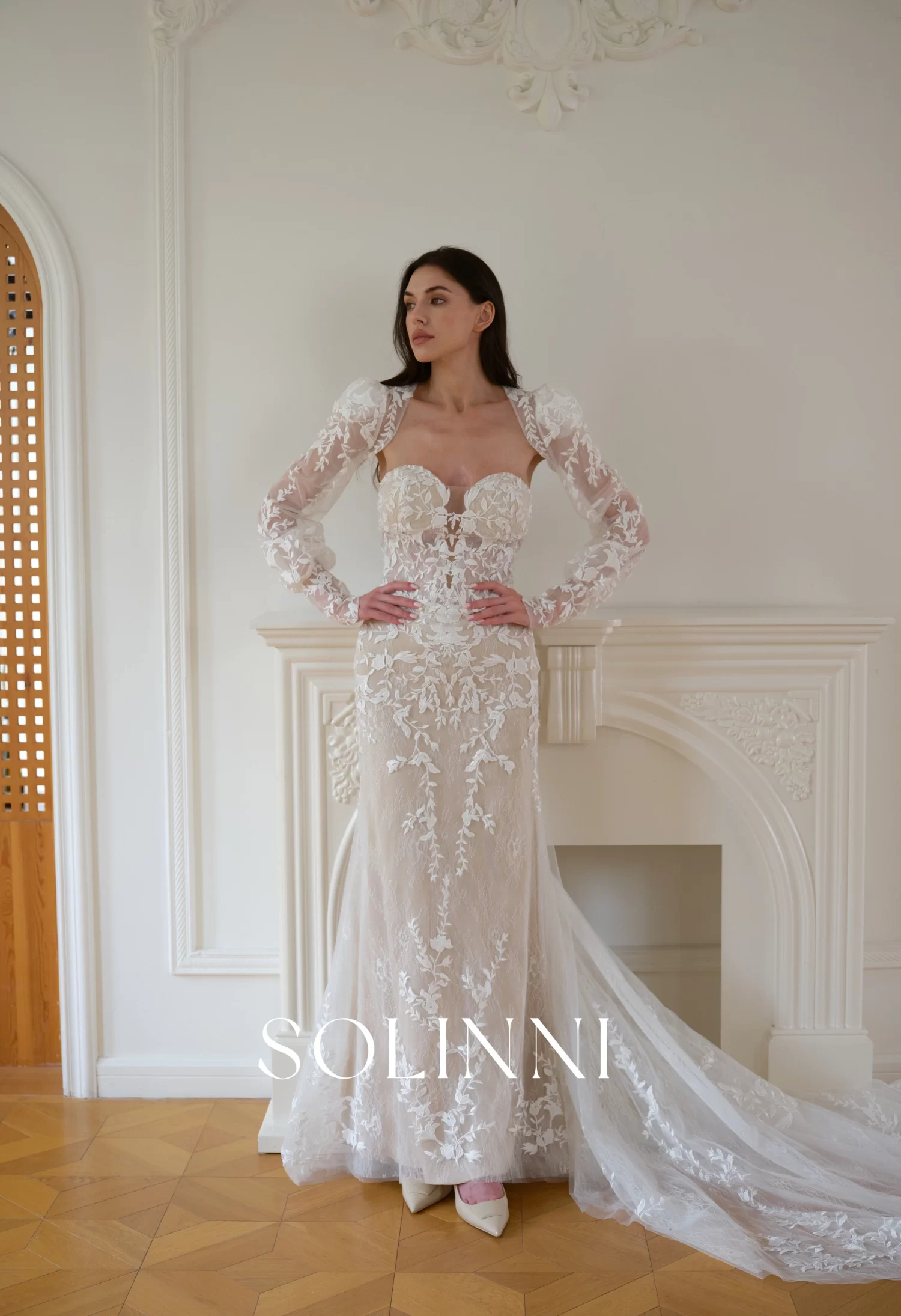 Seraphina – Fit and Flare Lace Wedding Dress with Detachable Sleeves