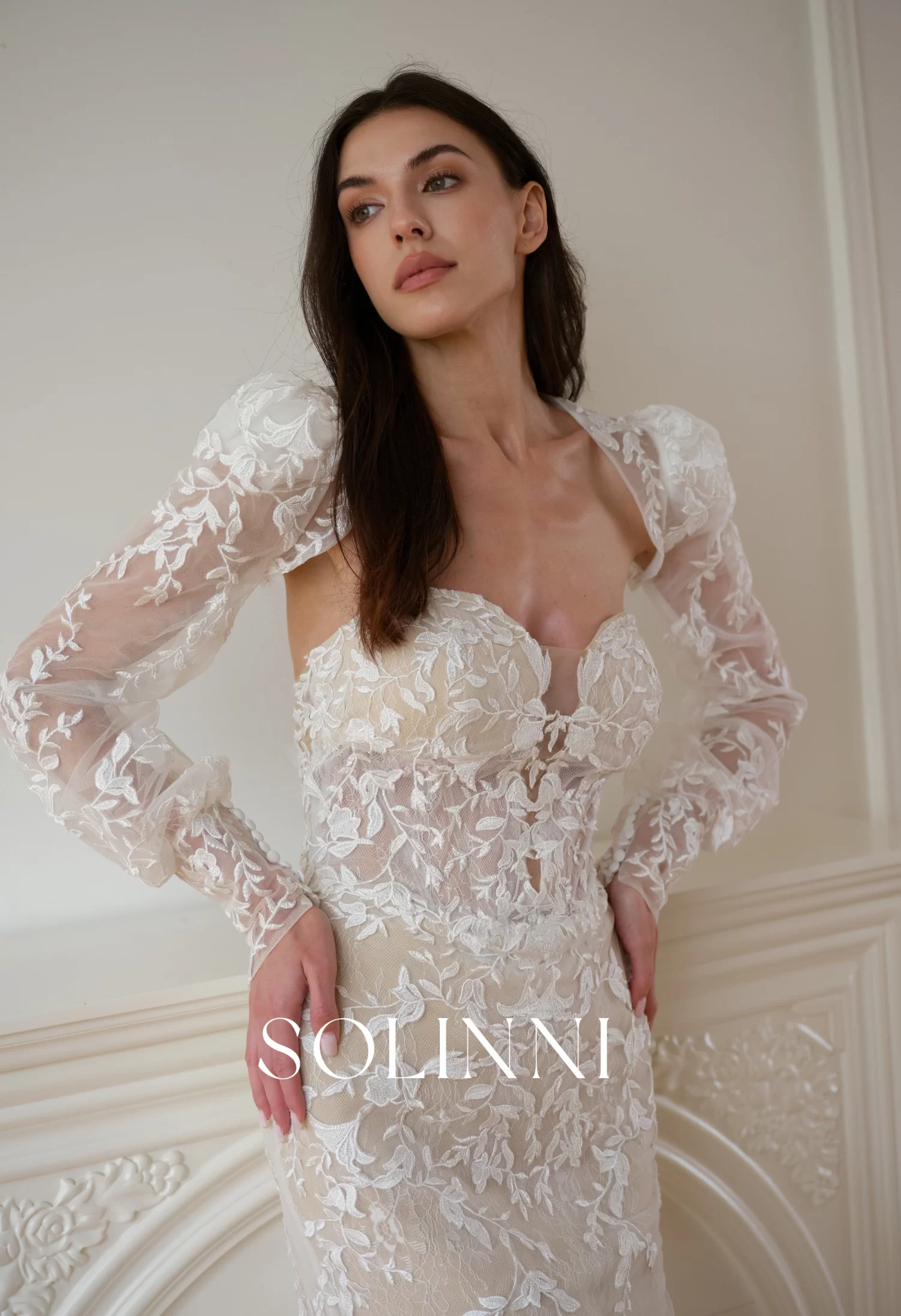 Seraphina – Fit and Flare Lace Wedding Dress with Detachable Sleeves