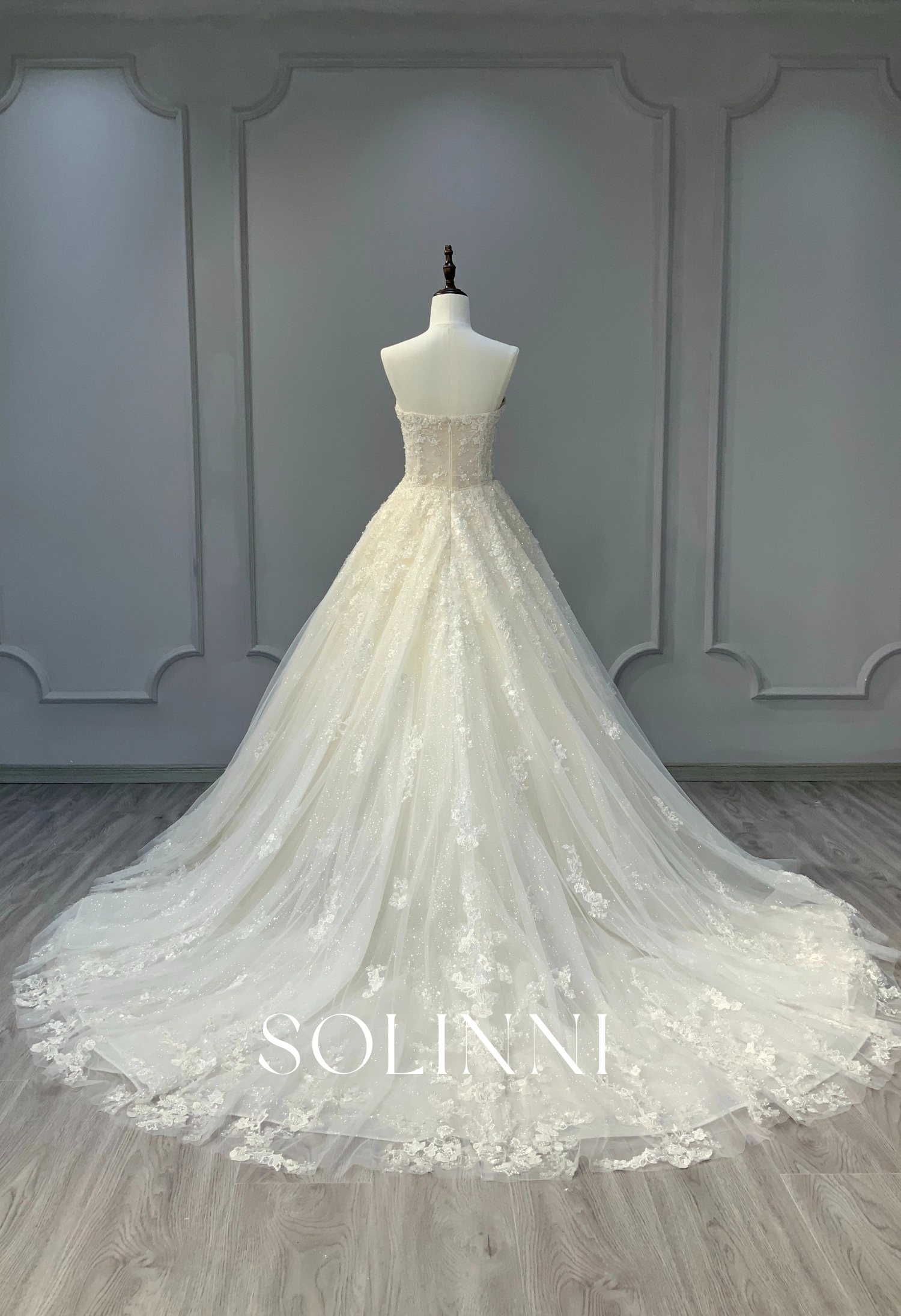 Sparkly Lace Ball Gown Wedding Dress with Beaded Bodice