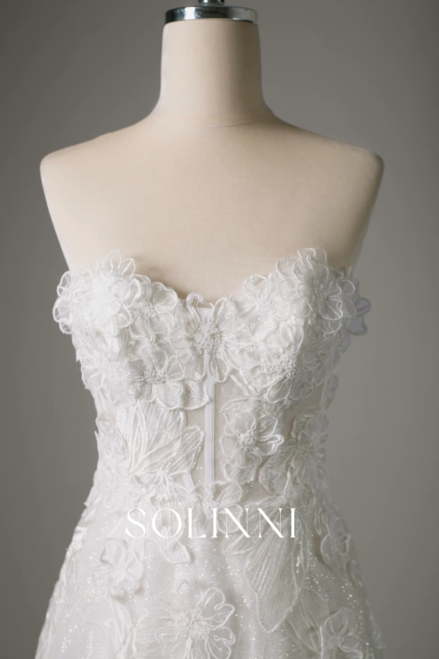 Elara – 3D Floral Lace Corset A-Line Wedding Gown