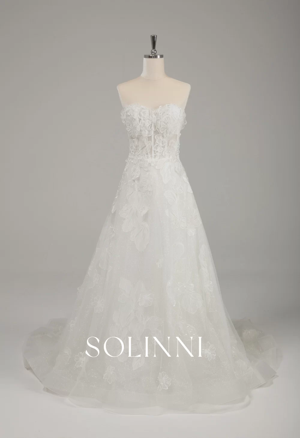 Elara – 3D Floral Lace Corset A-Line Wedding Gown