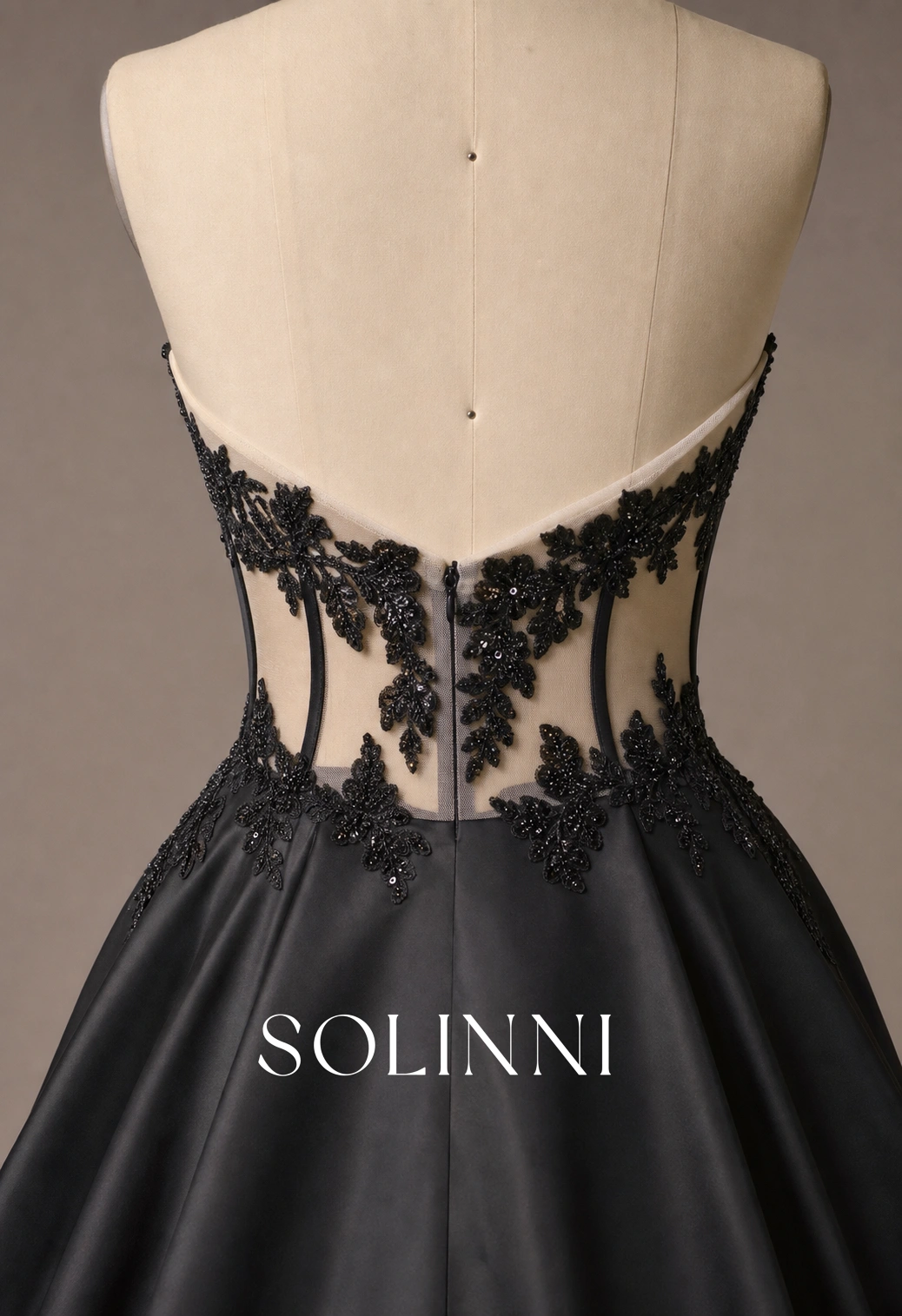 Ravenna - Beaded Lace Corset Matte Satin Ball Gown Wedding Dress